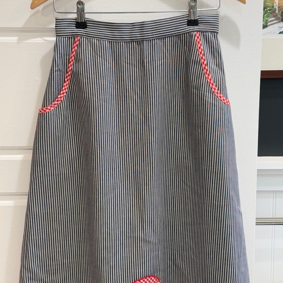 Spectator II 1970s Striped Denim Wrap Maxi Skirt with Floral Appliqués - Picture 2 of 13